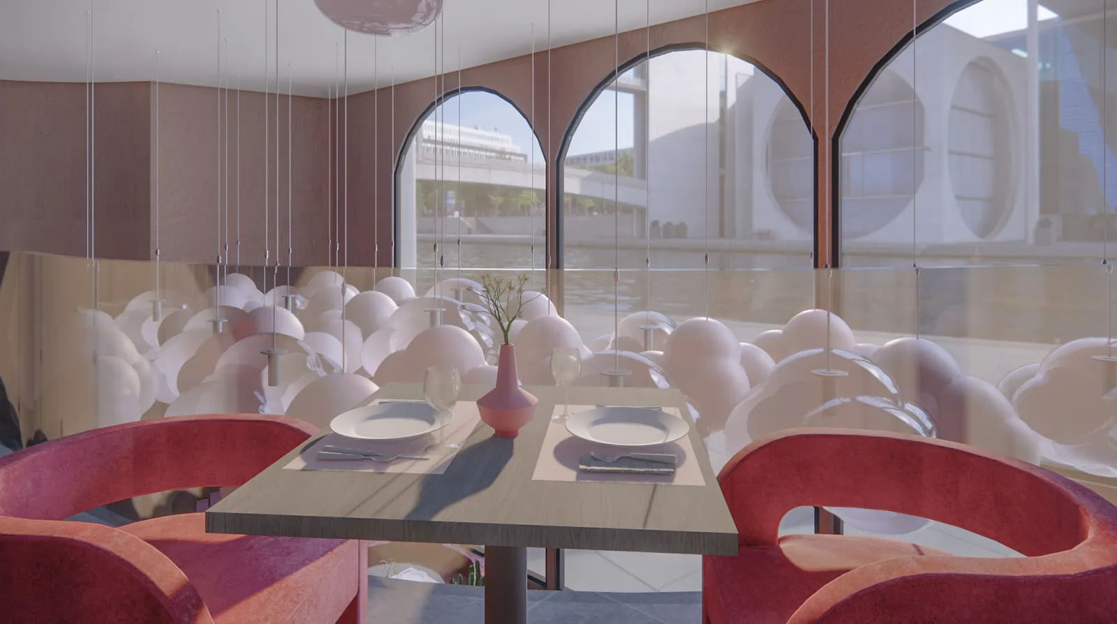 Window table beneath the cloud installation