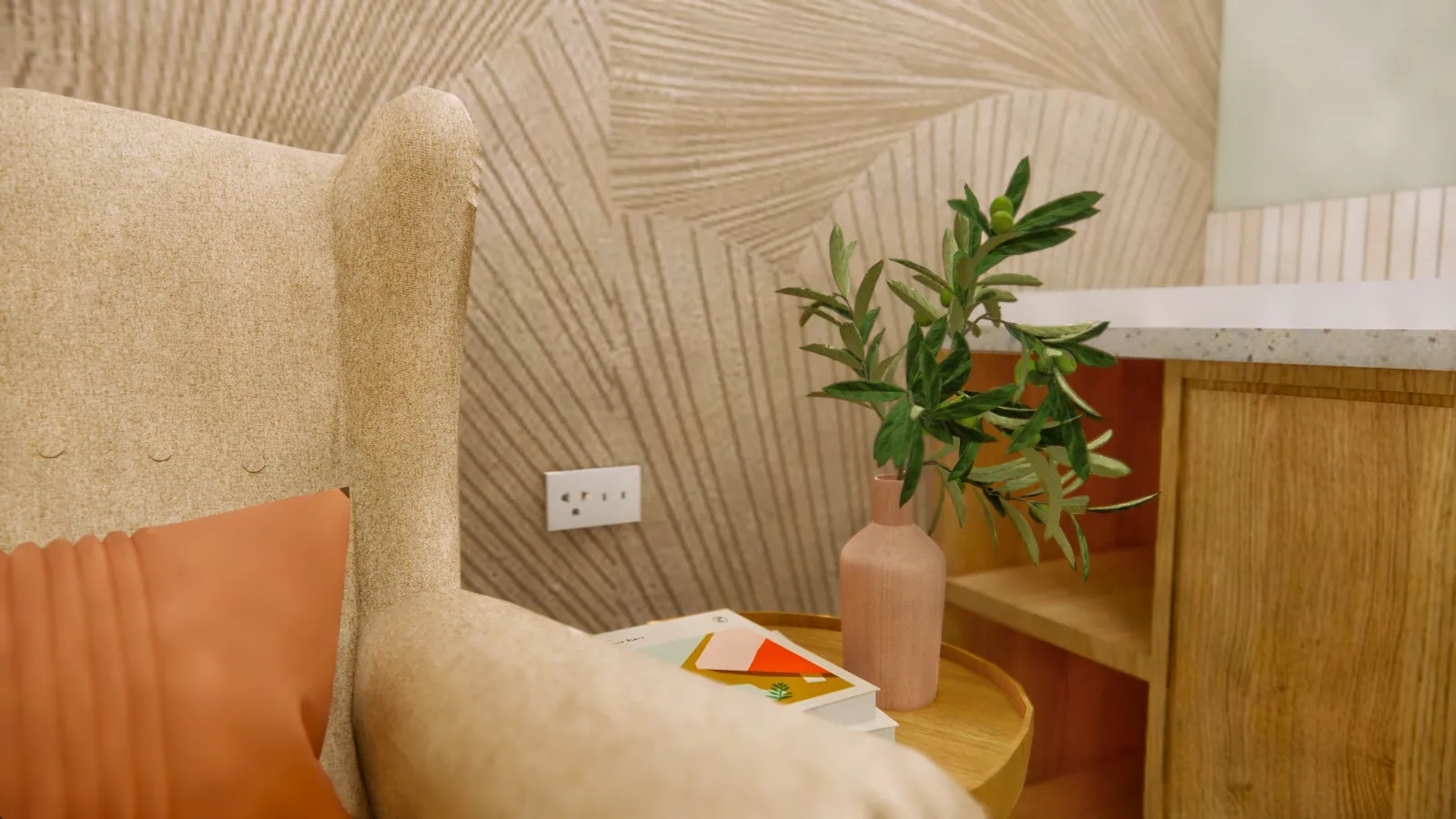 Lounge chair and side table detail