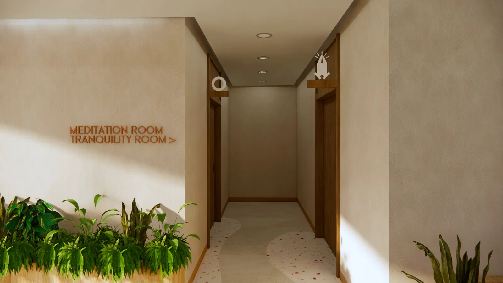 Wayfinding to the meditation and tranquility rooms
