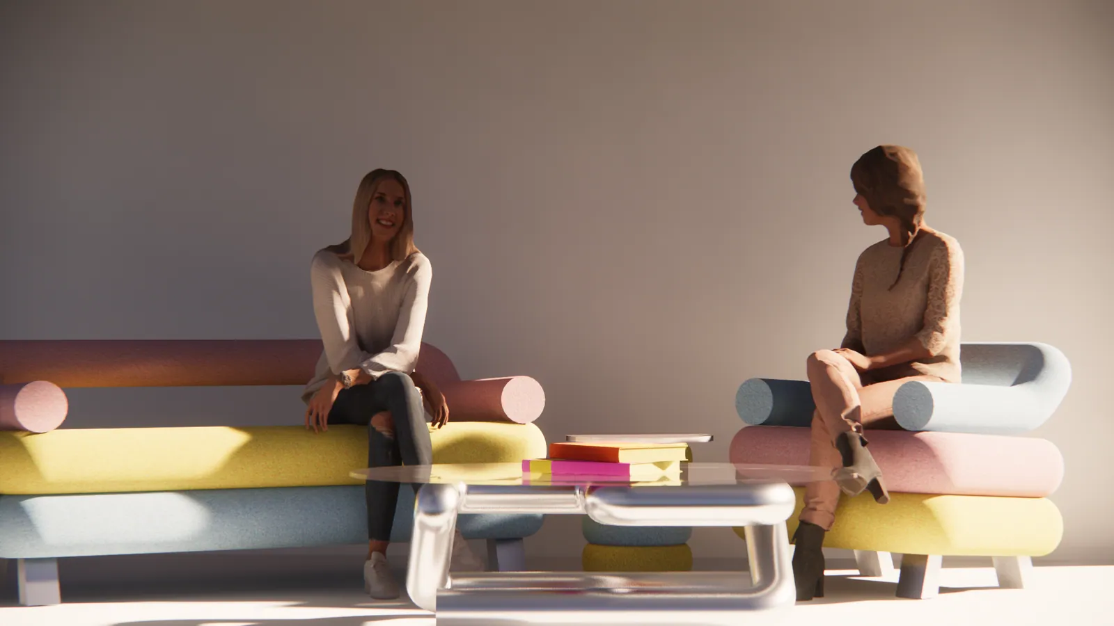 The set with seated figures for scale