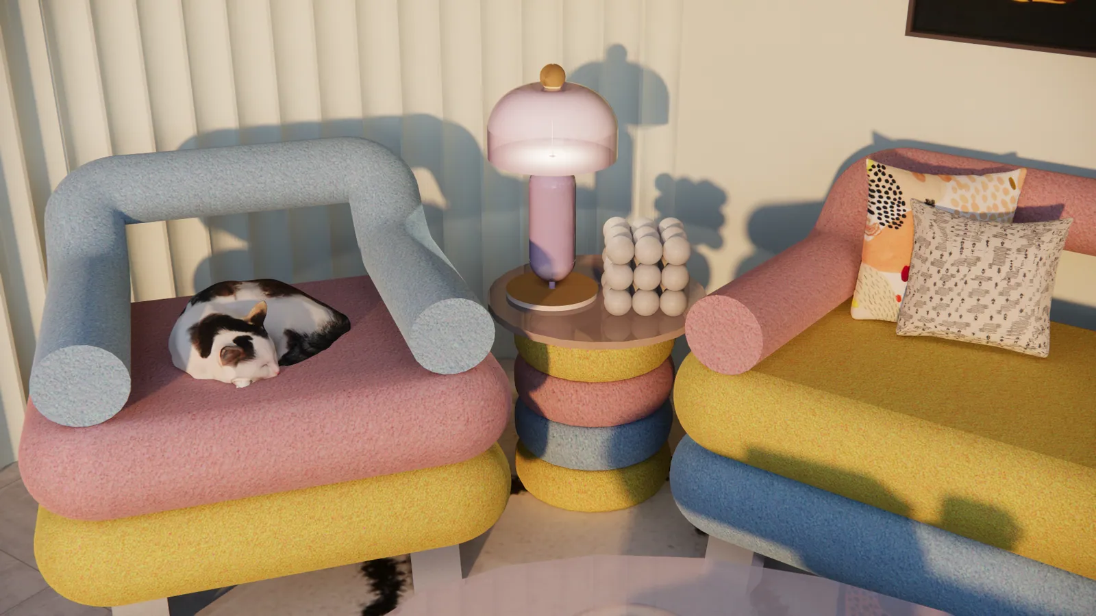 Lounge chair and side table in a living room setting
